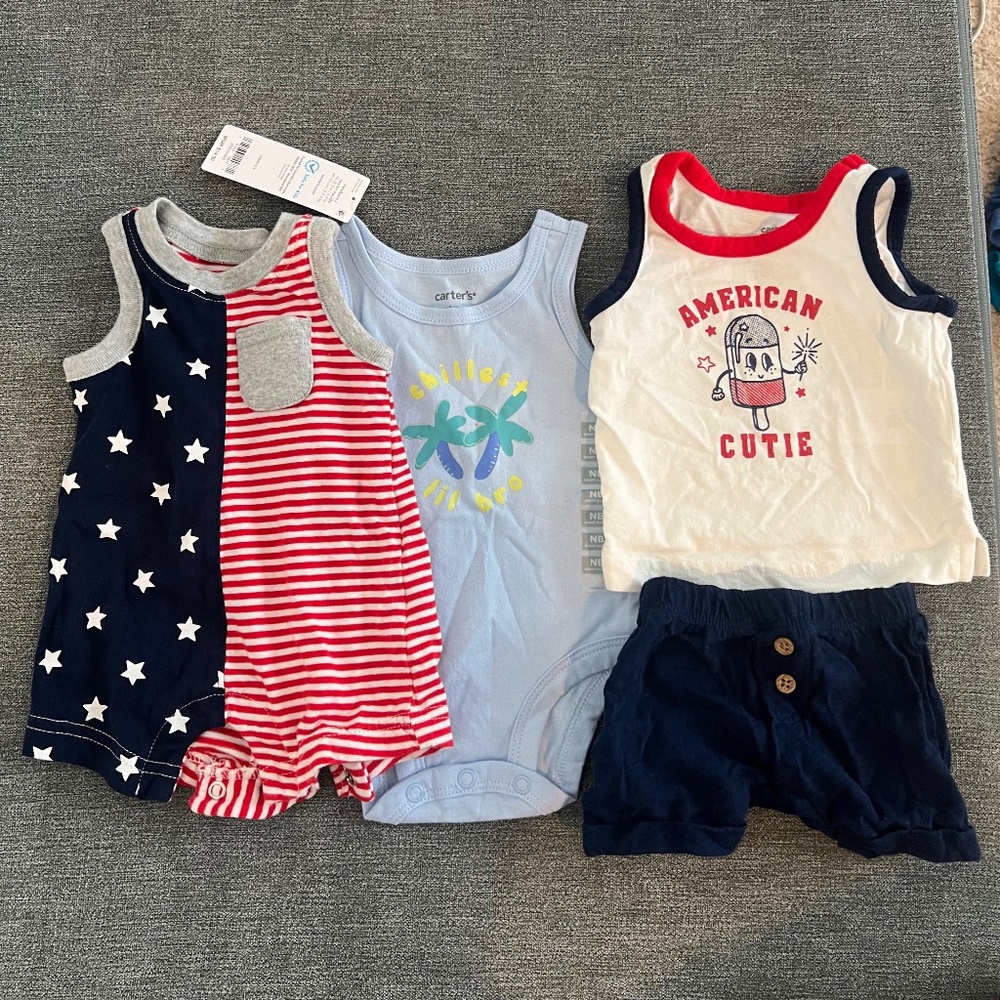 Bundle of Carter's baby boy newborn outfits